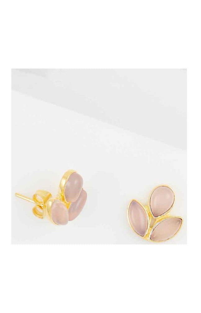 Boucles d'oreilles - Laiton doré & calcédoine rose
