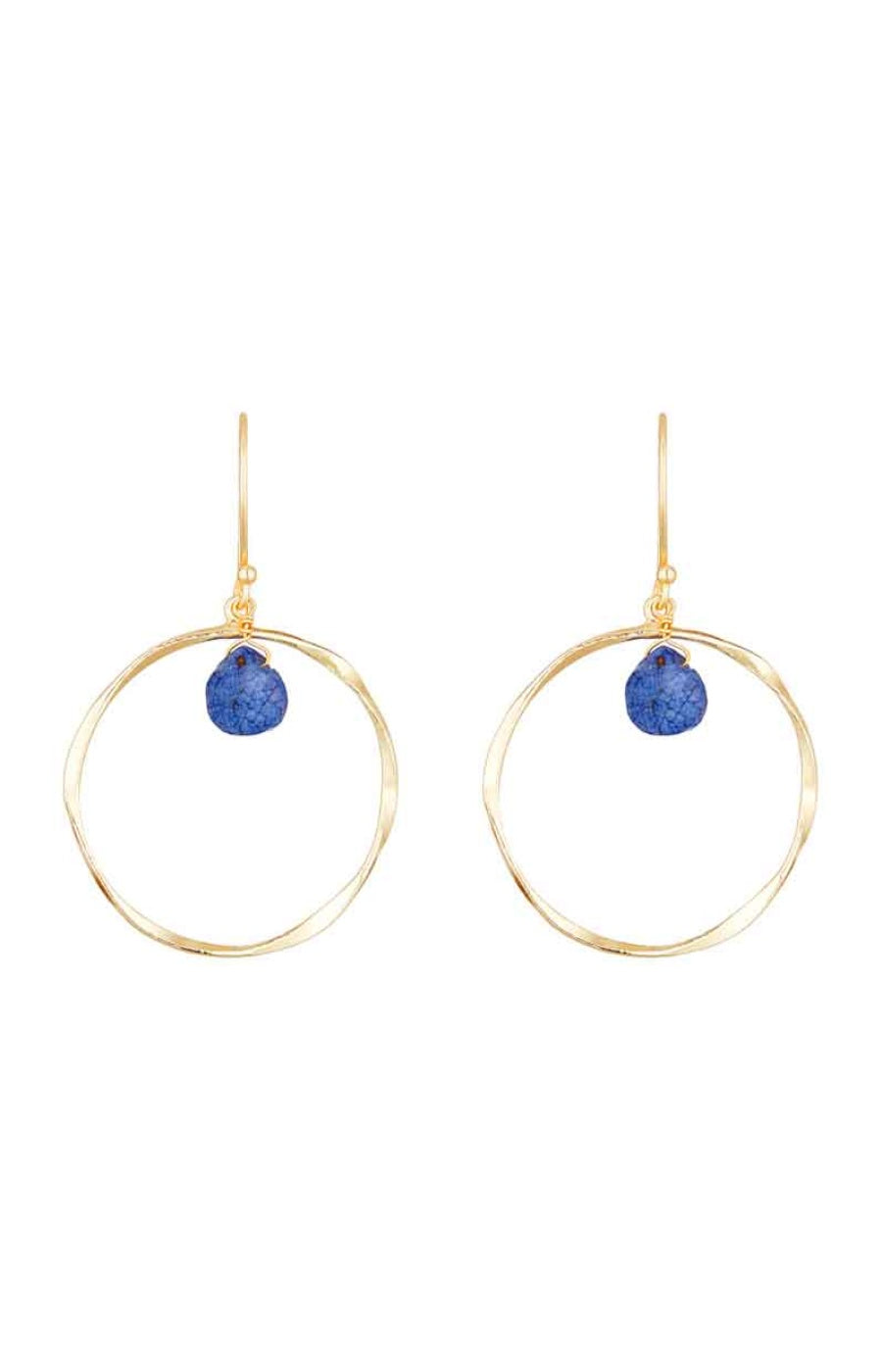 Boucle d'oreilles Véro - Laiton doré & lapis bleu