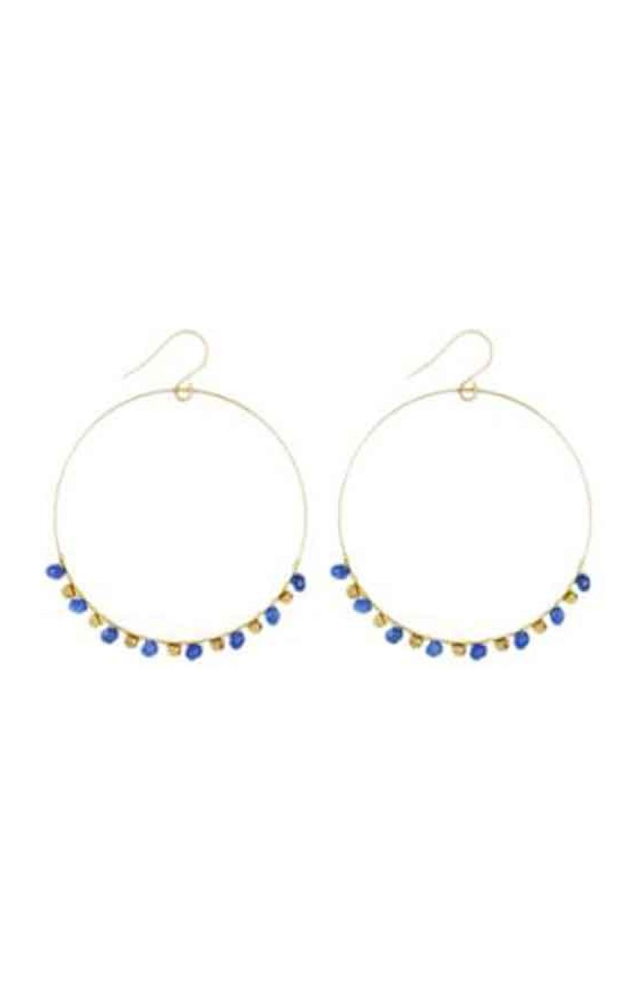 Boucles d'Oreilles Roberta - Laiton doré & jade bleue