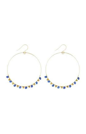 Boucles d'Oreilles Roberta - Laiton doré & jade bleue