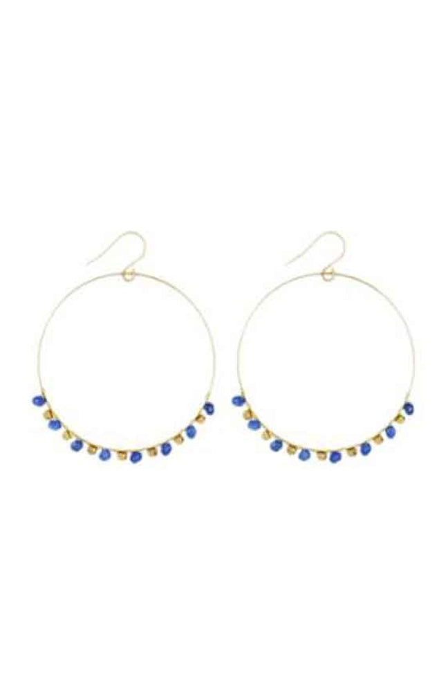 Boucles d'Oreilles Roberta - Laiton doré & jade bleue