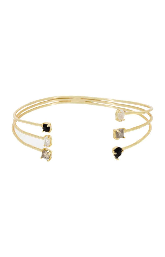 Bracelet Karen - Laiton doré, onyx, labradorite & pierre de lune