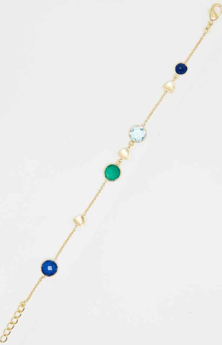 Bracelet Augustine - Laiton doré, lapis, topaze bleue & agate verte