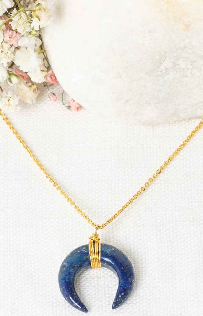 Collier Loreleï - Laiton doré & lapis bleu