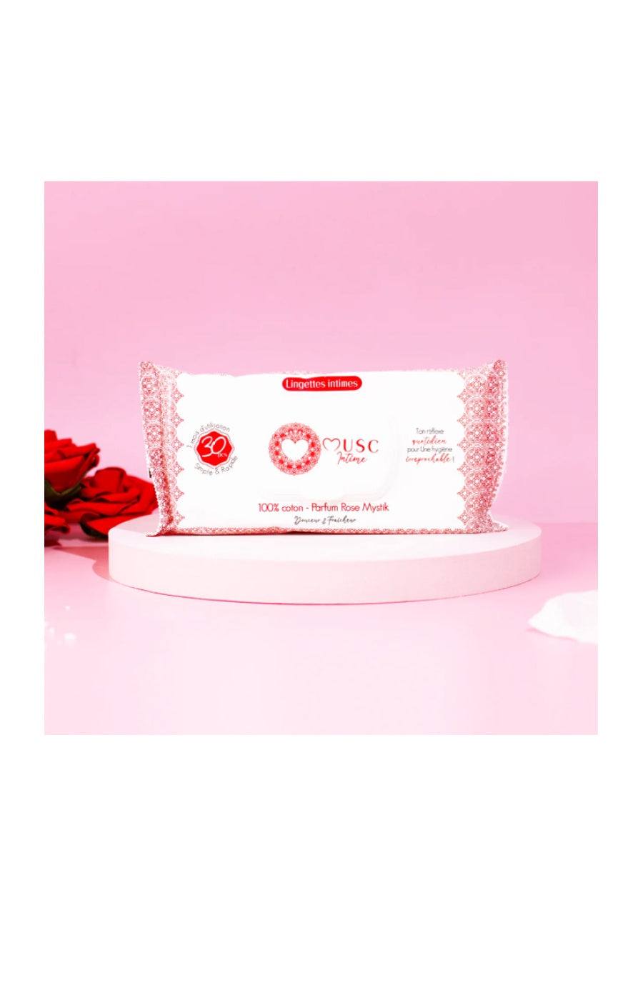Lingettes intimes naturelles - L'Envoûtante - Rose - 30 unités