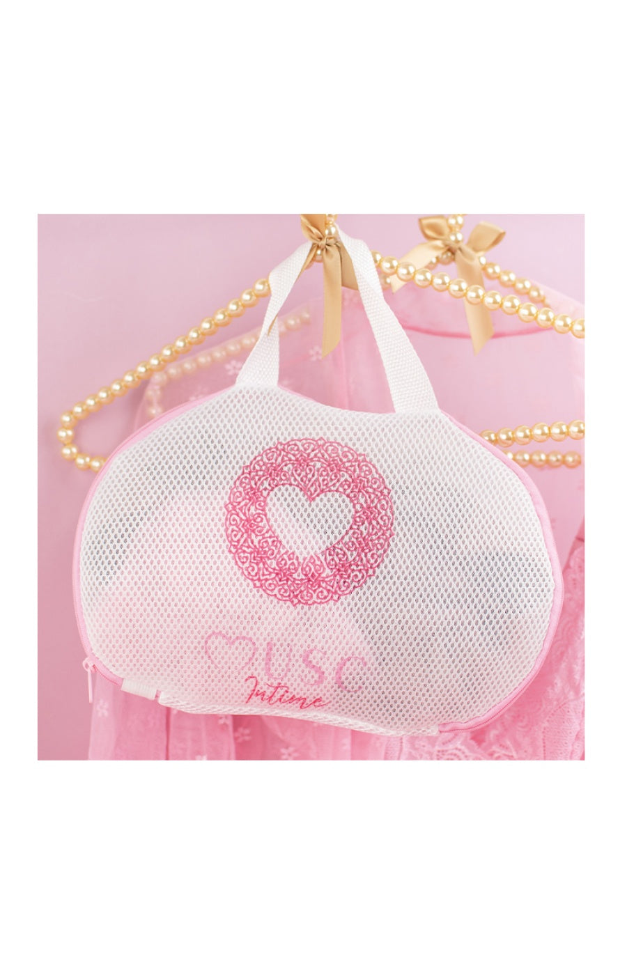 Sac de lavage pour sous-vêtements - Rose & blanc