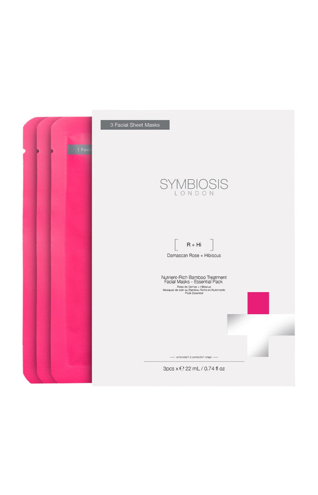 Masques en tissu apaisant - Rose de Damas & hibiscus - 3 unités