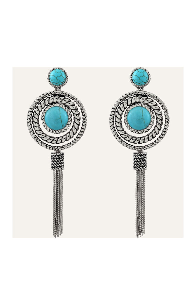 Boucles d'oreilles Arizona - Métal argenté & howlite