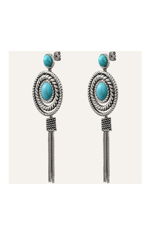Boucles d'oreilles Arizona - Métal argenté & howlite