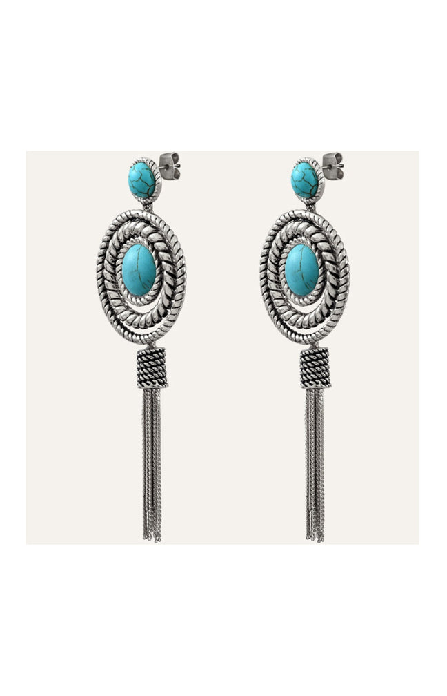 Boucles d'oreilles Arizona - Métal argenté & howlite