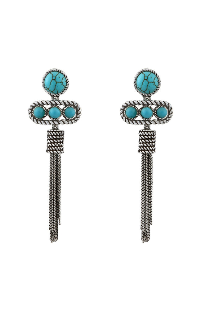 Boucles d'oreilles Arizona - Métal argenté & howlite