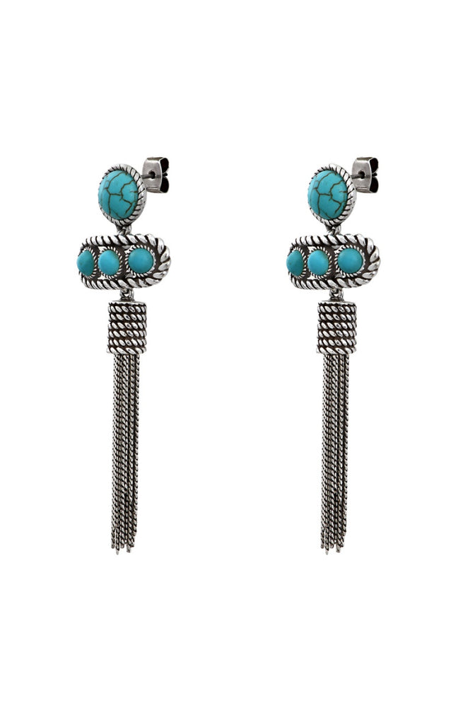 Boucles d'oreilles Arizona - Métal argenté & howlite