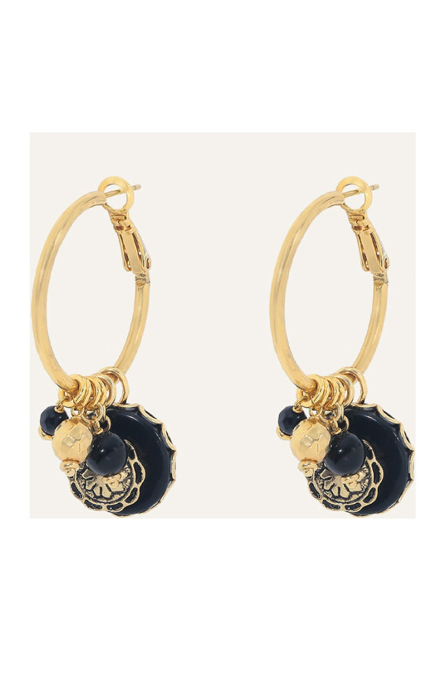 Boucles d'oreilles Amazones - Métal doré & charms