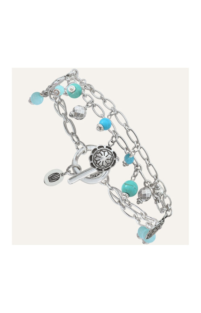 Bracelet Amazones - Métal argenté & perles
