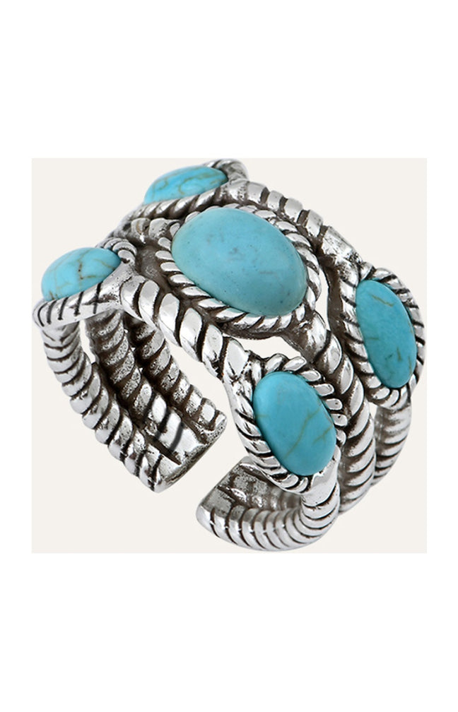 Bague ajustable Arizona - Métal argenté & howlite