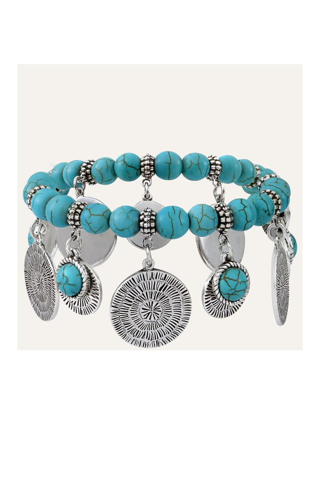 Bracelet Arizona - Alliage & howlite turquoise