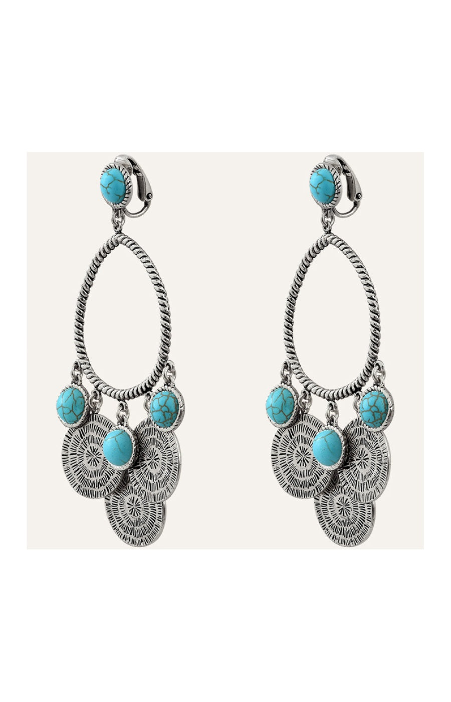 Boucles d'oreilles Arizona - Métal argenté & howlite