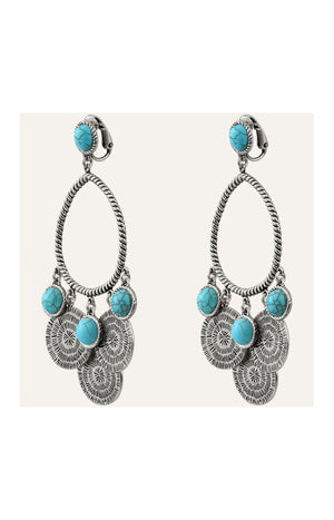 Boucles d'oreilles Arizona - Métal argenté & howlite