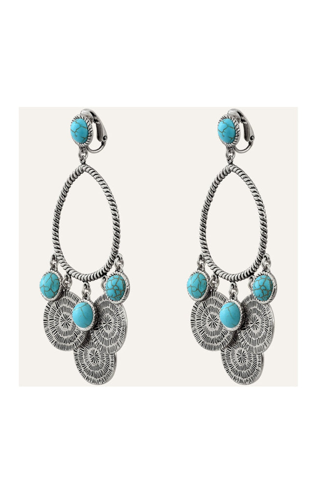 Boucles d'oreilles Arizona - Métal argenté & howlite