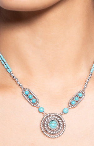 Collier Arizona - Alliage, howlite turquoise & perles de rocaille