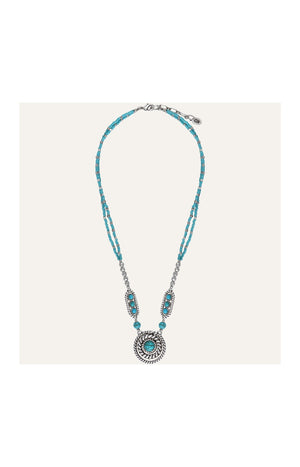 Collier Arizona - Alliage, howlite turquoise & perles de rocaille