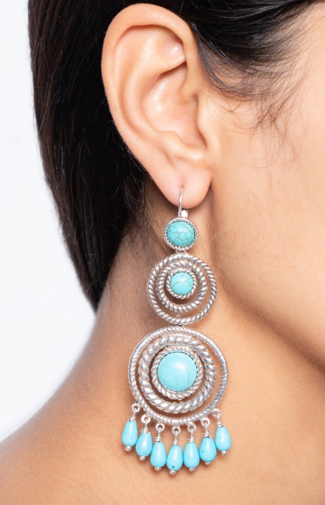 Boucles d'oreilles Arizona - Alliage & howlite turquoise