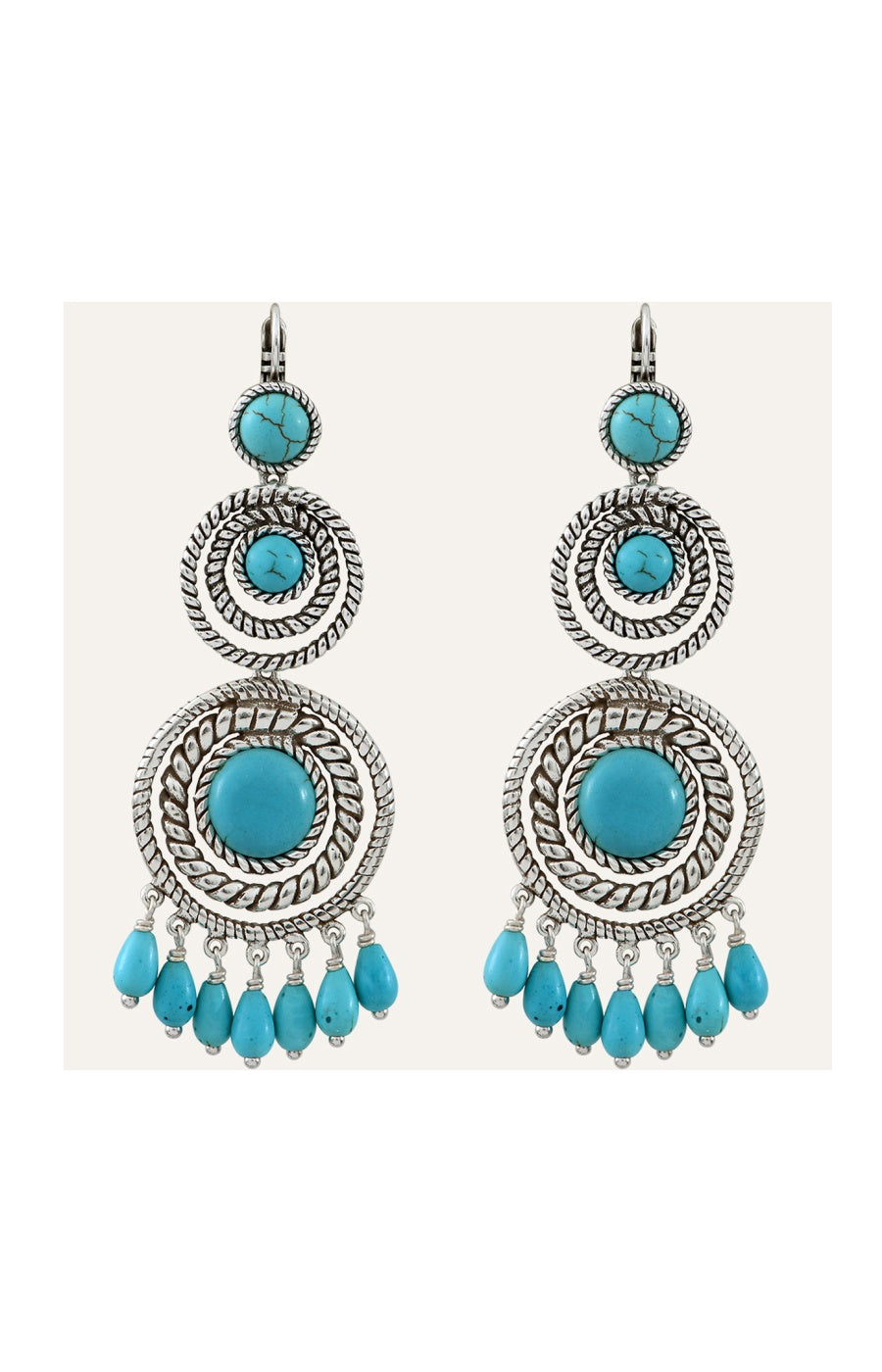 Boucles d'oreilles Arizona - Alliage & howlite turquoise