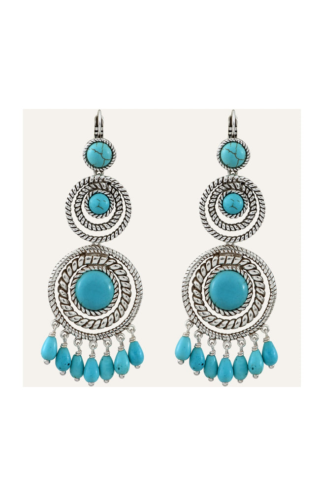 Boucles d'oreilles Arizona - Alliage & howlite turquoise