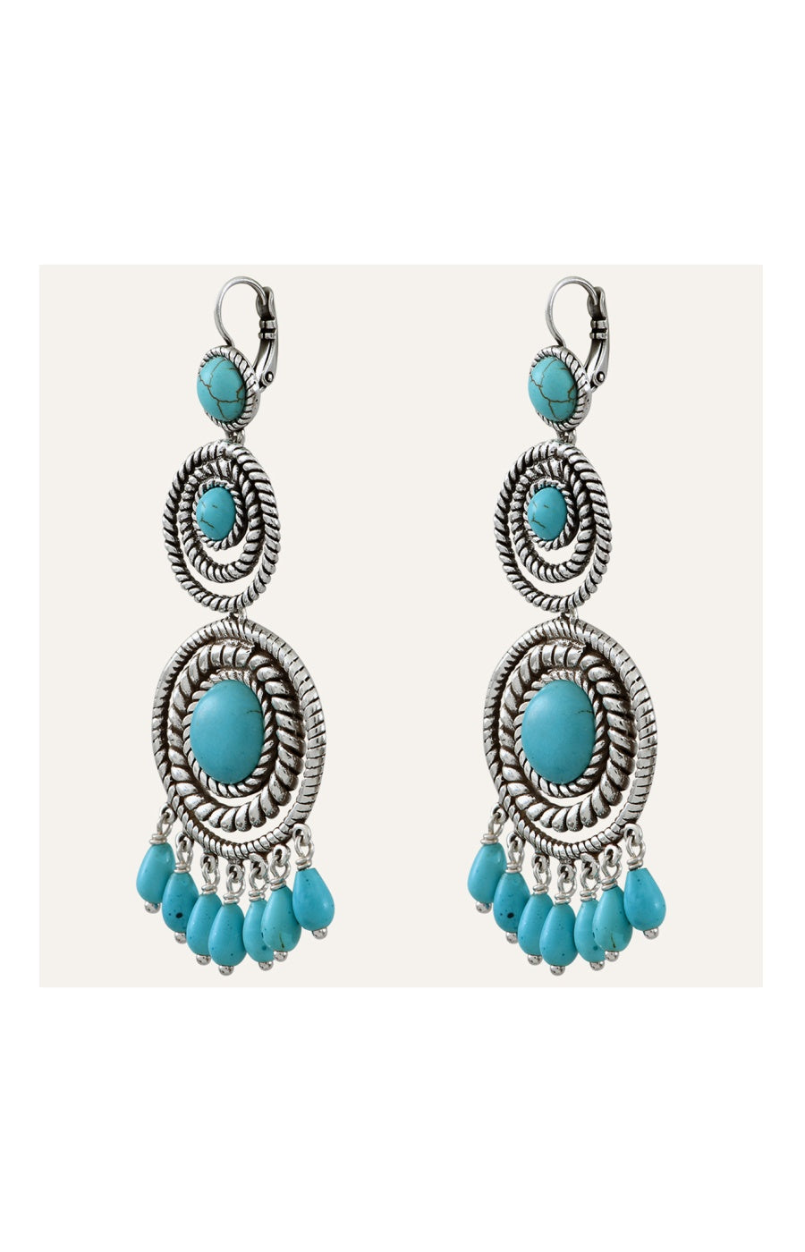 Boucles d'oreilles Arizona - Alliage & howlite turquoise