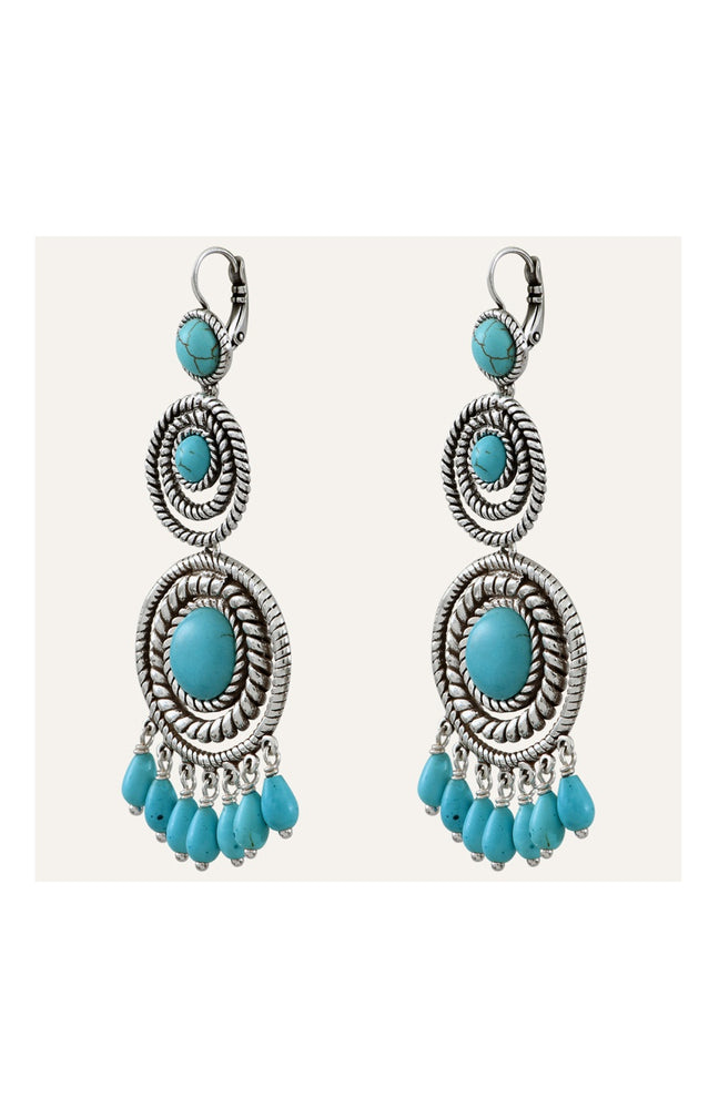 Boucles d'oreilles Arizona - Alliage & howlite turquoise