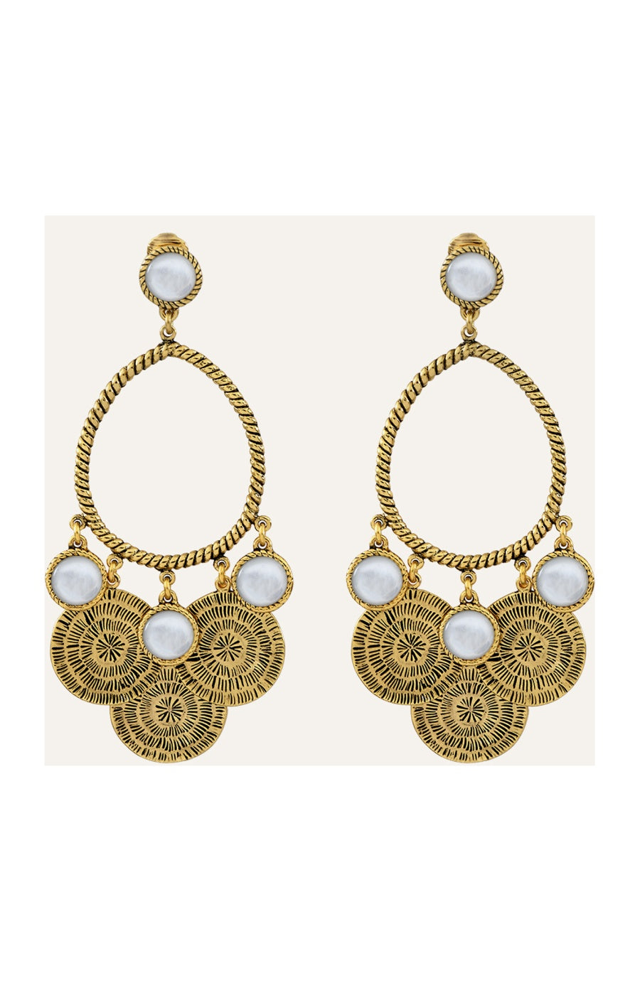 Boucles d'oreilles Arizona - Alliage doré & nacre