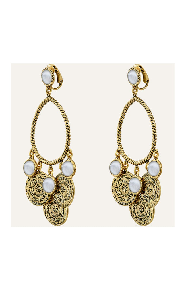 Boucles d'oreilles Arizona - Alliage doré & nacre