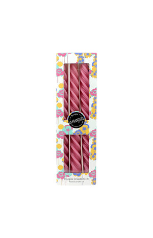 Coffret de 6 bougies torsadées - Rose Candy