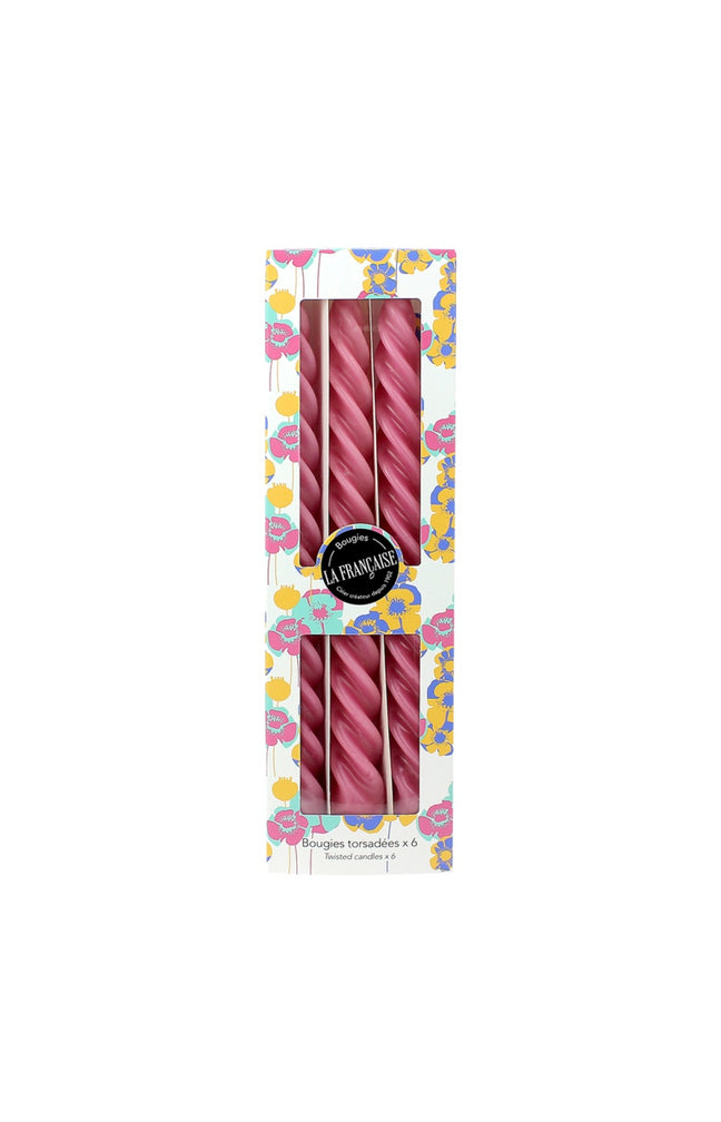 Coffret de 6 bougies torsadées - Rose Candy