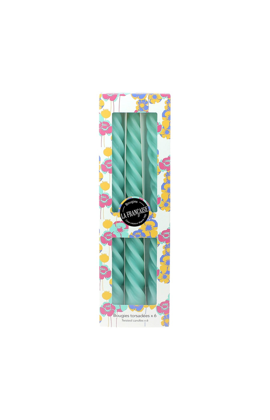 Coffret de 6 bougies torsadées - Vert menthe