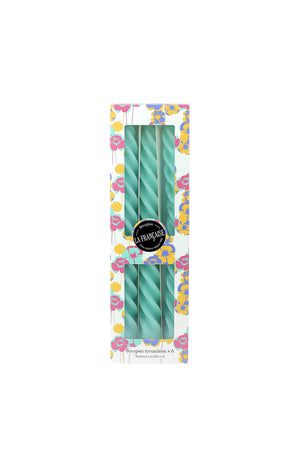 Coffret de 6 bougies torsadées - Vert menthe