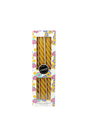 Coffret de 6 bougies torsadées - Jaune soleil