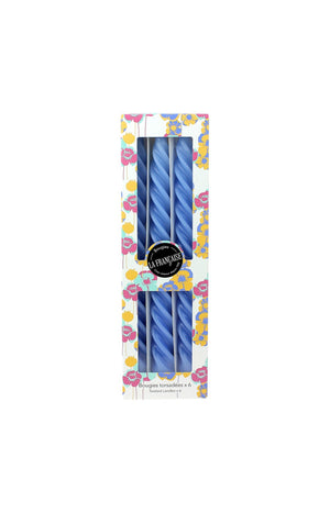 Coffret de 6 bougies torsadées - Bleu violet