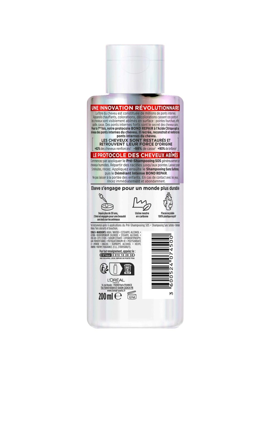 Pré shampoing - Acide citrique - Cheveux abimés & sur-sollicités - 200 ml
