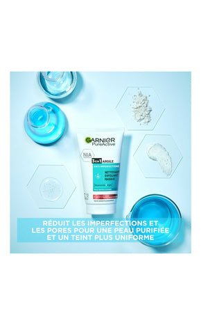 Gel nettoyant 3-en-1 - PureActive Argile - Peaux grasses à imperfections