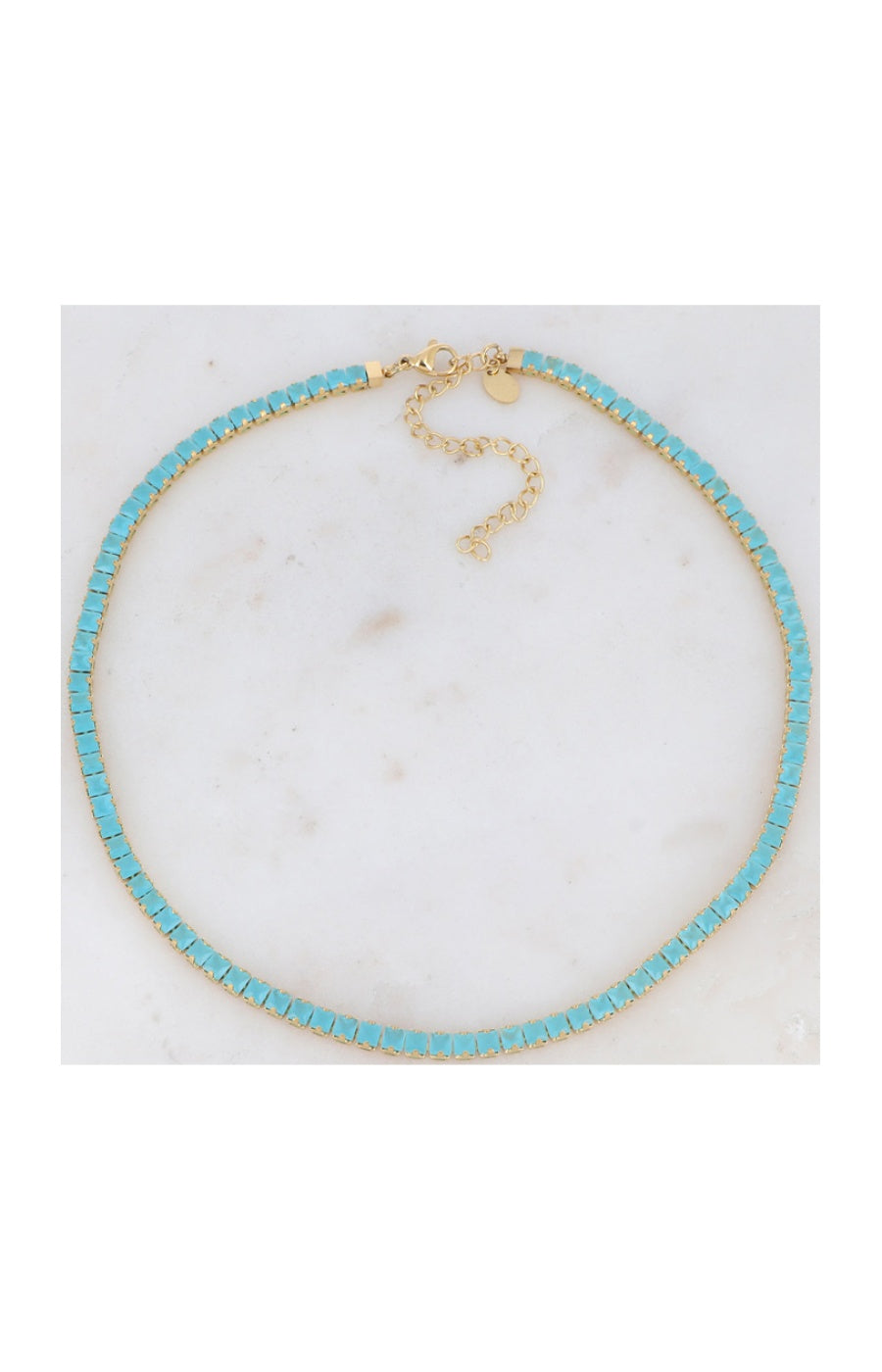 Collier Deanna - Acier inoxydable doré & cristaux bleus