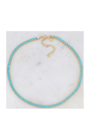 Collier Deanna - Acier inoxydable doré & cristaux bleus