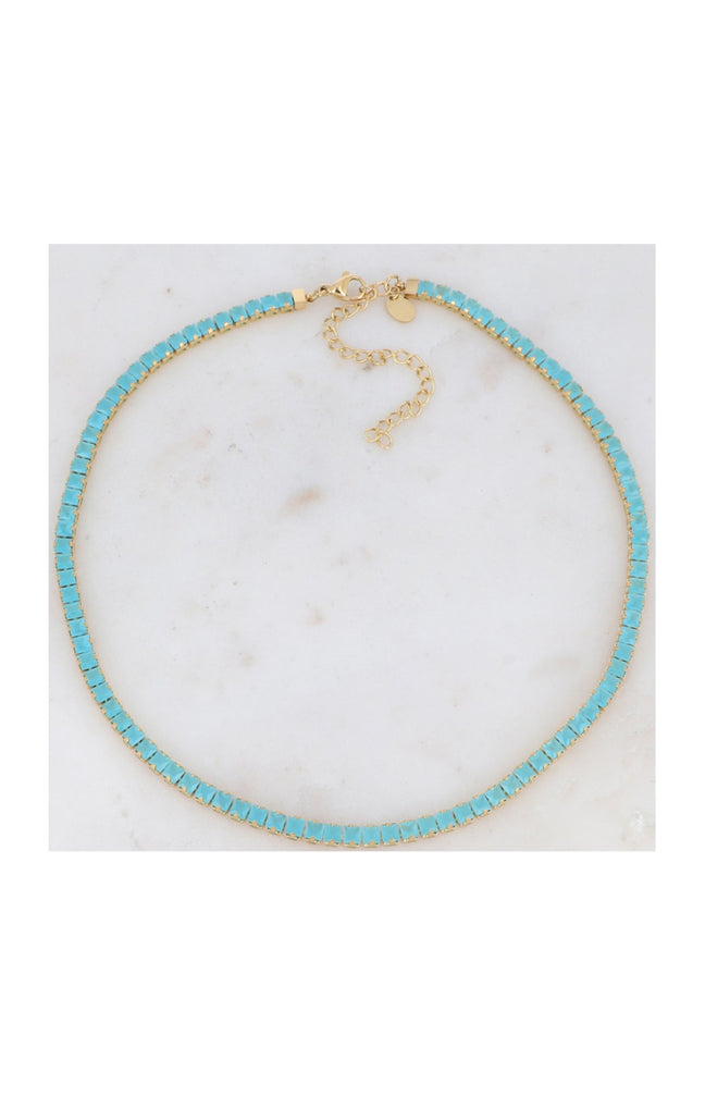 Collier Deanna - Acier inoxydable doré & cristaux bleus