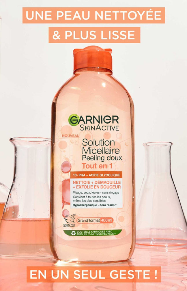 Eau micellaire exfoliante - SkinActive - Vitamine C & acide glycolique - Visage