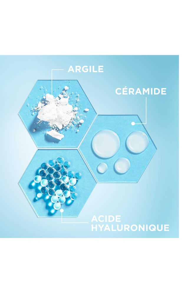 Gel nettoyant moussant - PureActive Argile - Acide hyaluronique, céramide & argile - Visage
