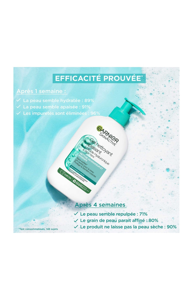 Gel nettoyant apaisant - Acide hyaluronique & aloe vera - Peaux normales à sèches