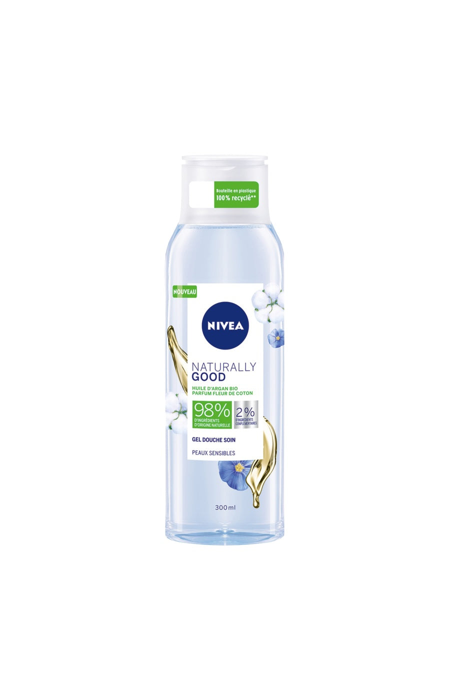 Gel douche à l'huile d'argan bio parfum fleur de coton - Naturally Good - 300 ml