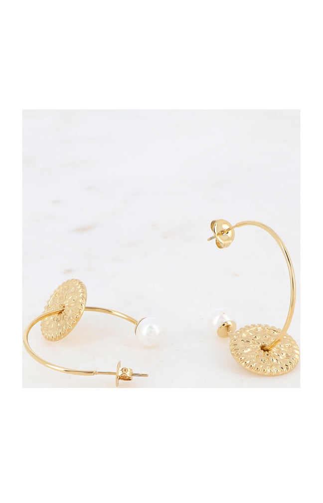 Créoles Edwige - Acier inoxydable doré & perles