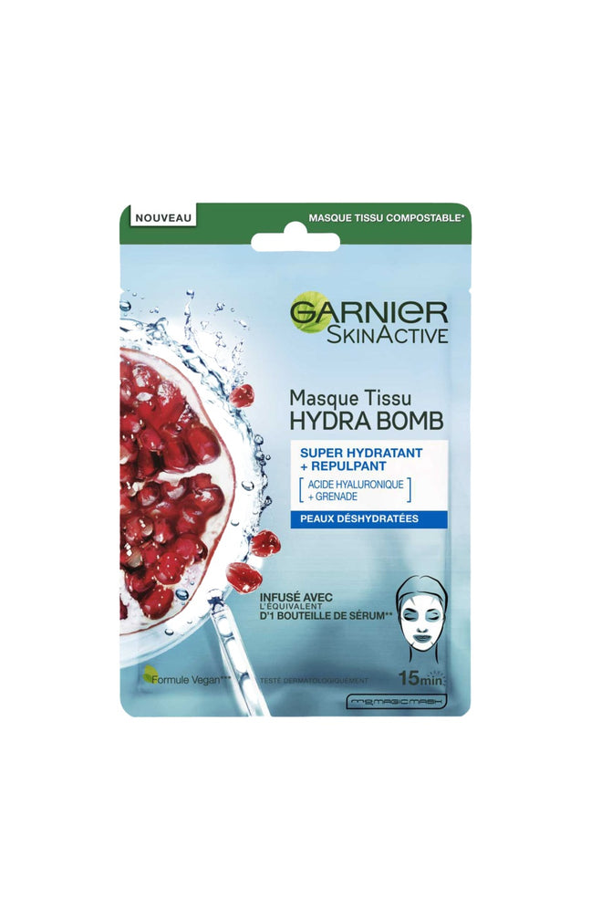 Masque en tissu hydratant & repulpant - Grenade & acide hyaluronique - Peaux déshydratées - 1 unité