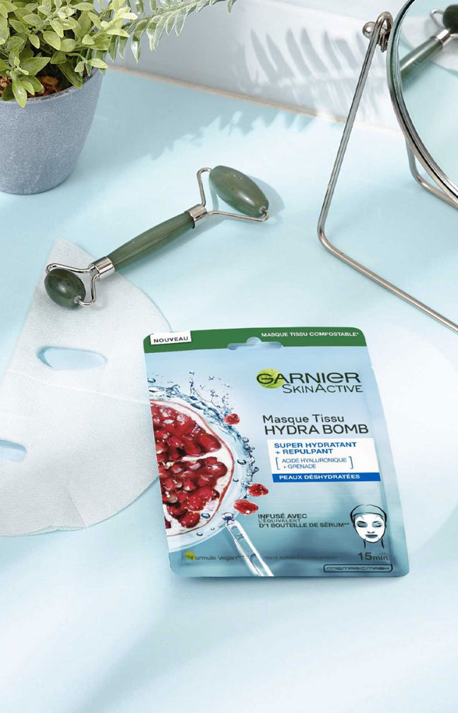 Masque en tissu hydratant & repulpant - Grenade & acide hyaluronique - Peaux déshydratées - 1 unité